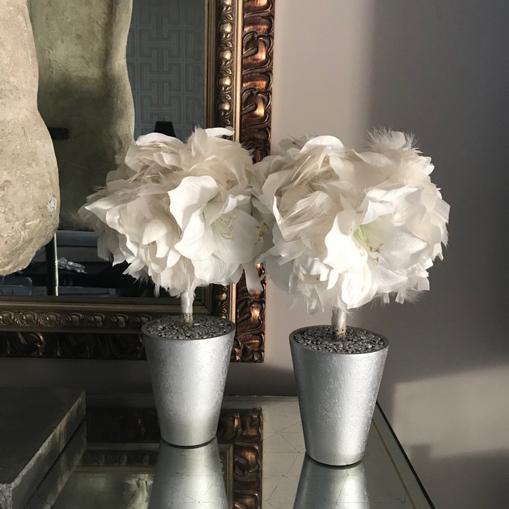 Silk and Feather Topiaries